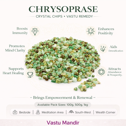 Chrysoprase Crystal Chips – Vastu Remedy for Heart Balance | Communication Harmony | 100g / 500g / 1kg