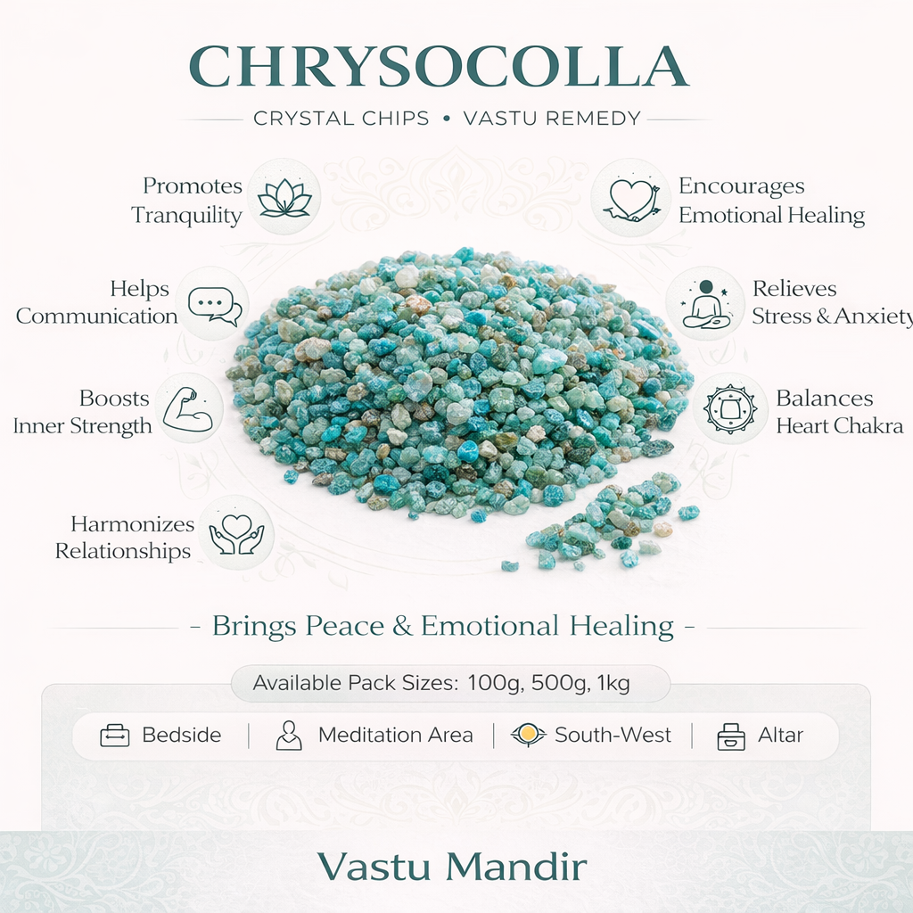 Chrysocolla Crystal Chips – Vastu Remedy for Emotional Healing | Quiet Strength Uplift | 100g / 500g / 1kg
