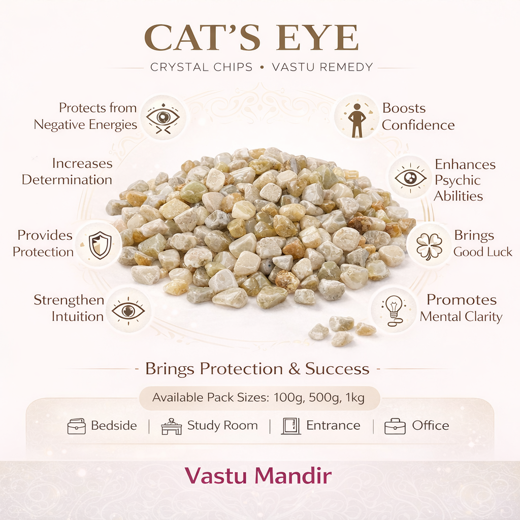 Cat's Eye Crystal Chips – Vastu Remedy for Evil Eye Protection | Intuition & Prosperity Boost | 100g / 500g / 1kg