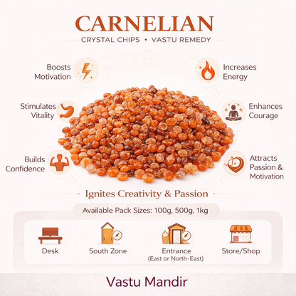 Carnelian Crystal Chips – Vastu Remedy for Success Motivation | Prosperity Rituals & Art | 100g / 500g / 1kg