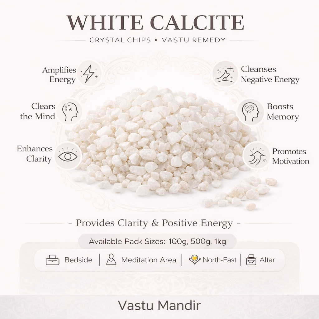 White Calcite Crystal Chips – Vastu Remedy for Spiritual Purity | Meditation & Cleansing | 100g / 500g / 1kg