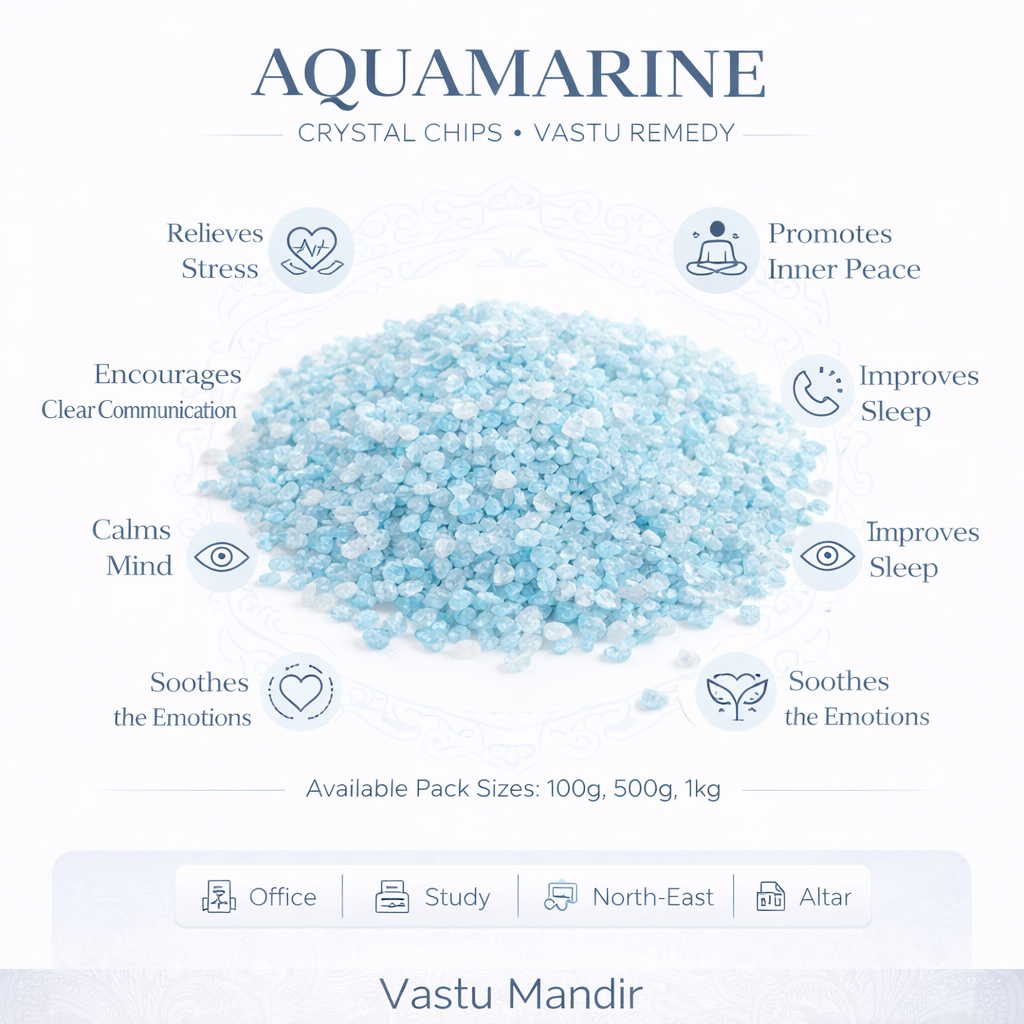 Aquamarine Crystal Chips – Vastu Remedy for Soothing Clarity | Chakra Balance & Calm | 100g / 500g / 1kg