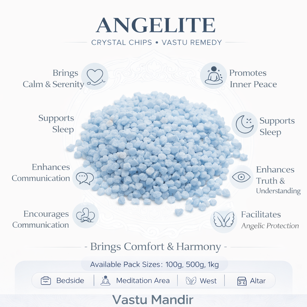 Authentic Angelite Chips — Vastu Remedy for Stress Relief & Spiritual Calm