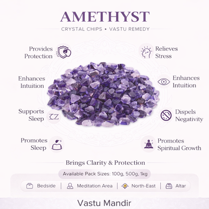Amethyst Crystal Chips – Vastu Remedy for Meditation | Sleep & Clarity Healing | 100g / 500g / 1kg