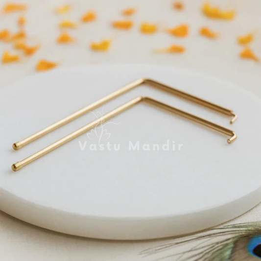 Premium Metal 100% Pure Brass Dowsing 'L' Shape Rod In Pair With Metal Handle, Feng Shui For Aura Energy Checking and Scanning By Vastu Mandir