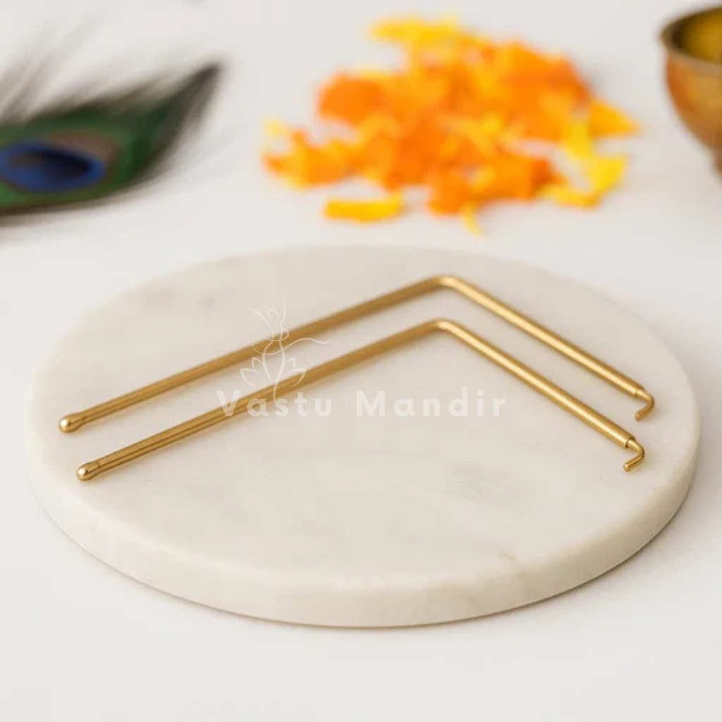 Premium Metal 100% Pure Brass Dowsing 'L' Shape Rod In Pair With Metal Handle, Feng Shui For Aura Energy Checking and Scanning By Vastu Mandir