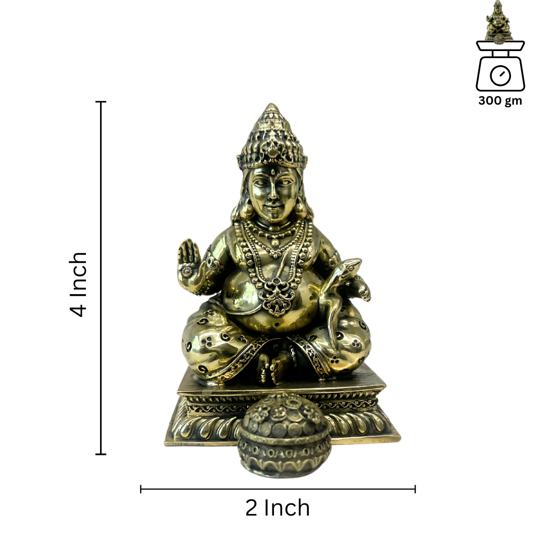 Lord Dhan Kuber Ji's 100% Pure Brass Statue Idol Decorative Showpiece for Home, Office and Gifting by Vastu Mandir