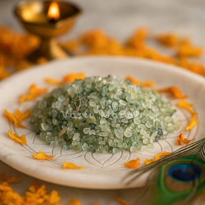 Prehnite Crystal Chips – Vastu Remedy for Heart Healing | Bedroom Calm Mindfulness | 100g / 500g / 1kg