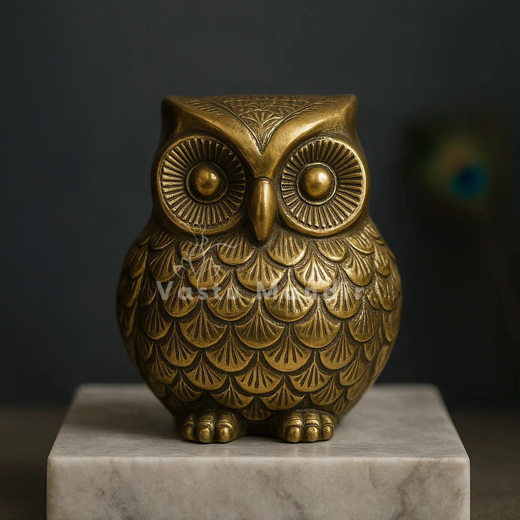 Premium Owl 100% Pure Brass Statue Idol Decorative Showpiece for Home, Office and Gifting by Vastu Mandir