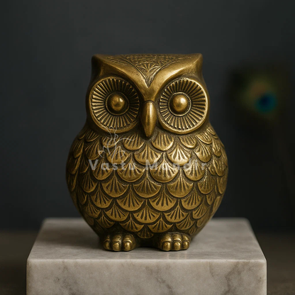 Premium Owl 100% Pure Brass Statue Idol Decorative Showpiece for Home, Office and Gifting by Vastu Mandir