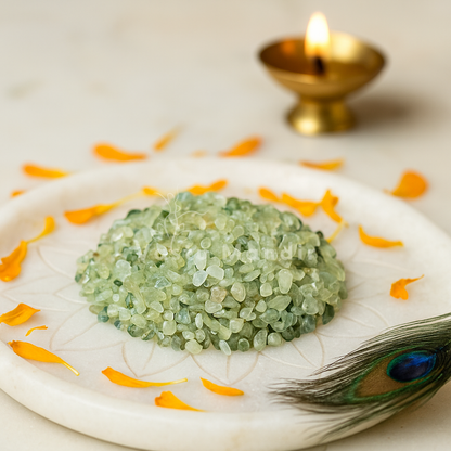 Prehnite Crystal Chips – Vastu Remedy for Heart Healing | Bedroom Calm Mindfulness | 100g / 500g / 1kg