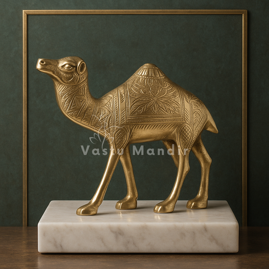 Decorative Plain Finish Camel 100% Pure Brass Statue Idol Decorative Showpiece for Home, Office and Gifting by Vastu Mandir