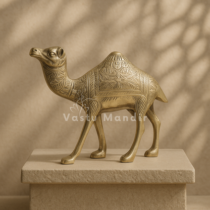 Decorative Plain Finish Camel 100% Pure Brass Statue Idol Decorative Showpiece for Home, Office and Gifting by Vastu Mandir