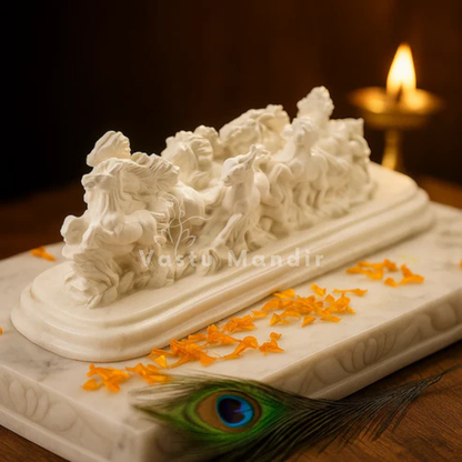 12 White Running Horses Statue in Premium Quality Decorative Showpiece Resin Article for Home and Office Decor by Vastu Mandir