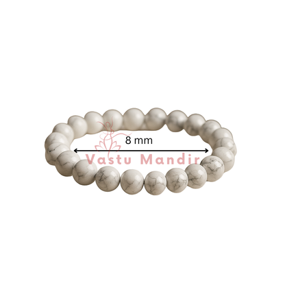 Natural Howlite Crystal Bracelet – Vastu Remedy for Calm Sleep & Patience Building | 8mm Beads