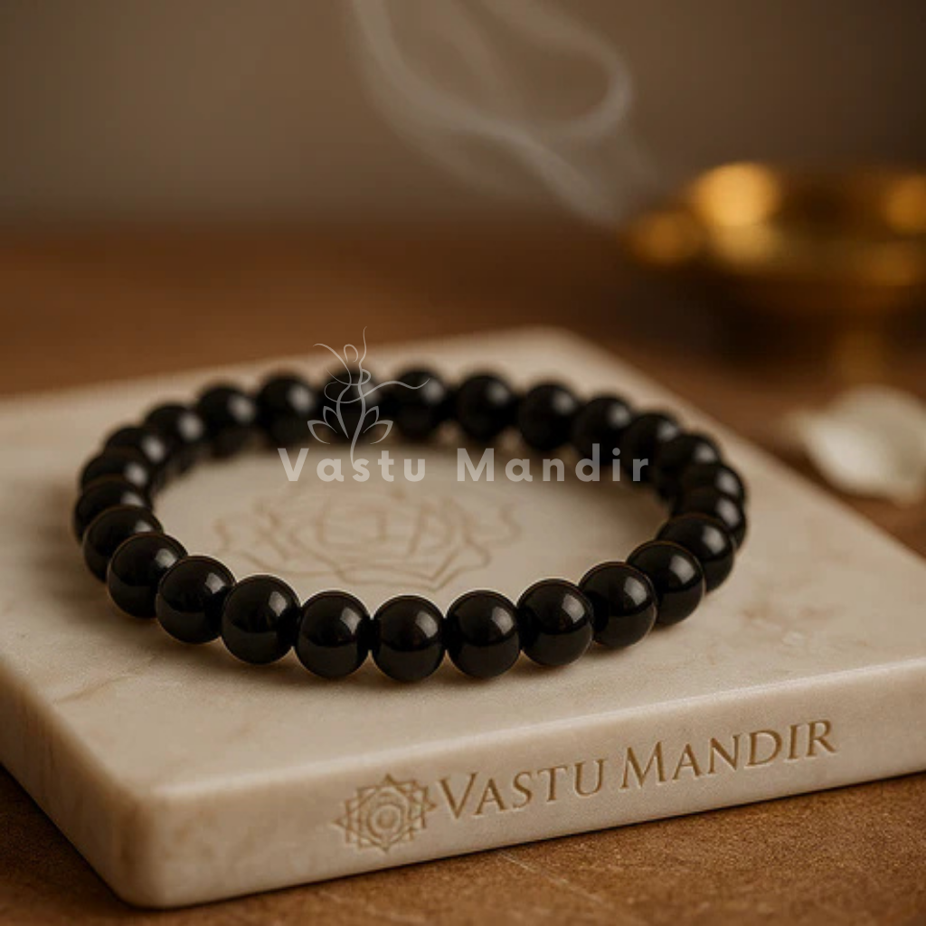 Black Tourmaline Hydro Crystal Bracelet – Vastu Remedy for Protection & Mental Focus | 10mm Beads