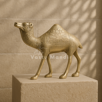Decorative Plain Finish Camel 100% Pure Brass Statue Idol Decorative Showpiece for Home, Office and Gifting by Vastu Mandir