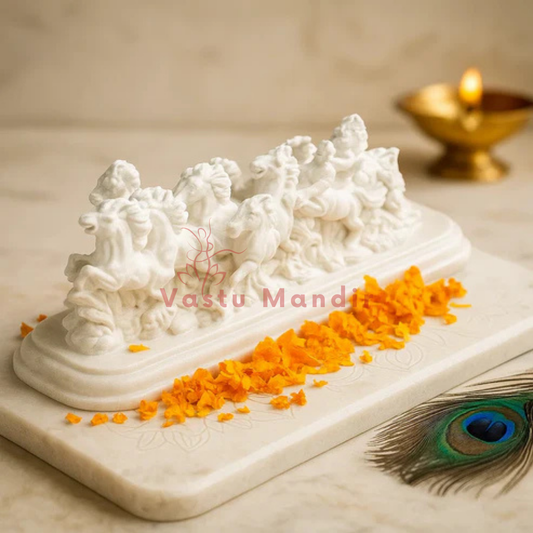 12 White Running Horses Statue in Premium Quality Decorative Showpiece Resin Article for Home and Office Decor by Vastu Mandir