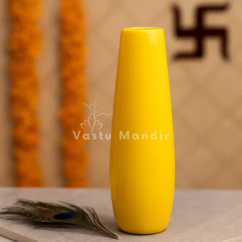 Premium Yellow Resin Vase Vastu Remedy for Financial Stability, Money Saving & Expenditure Control in SSW Direction Vastu Remedies for Living Rooms, Bedrooms & Office Spaces by Vastu Mandir