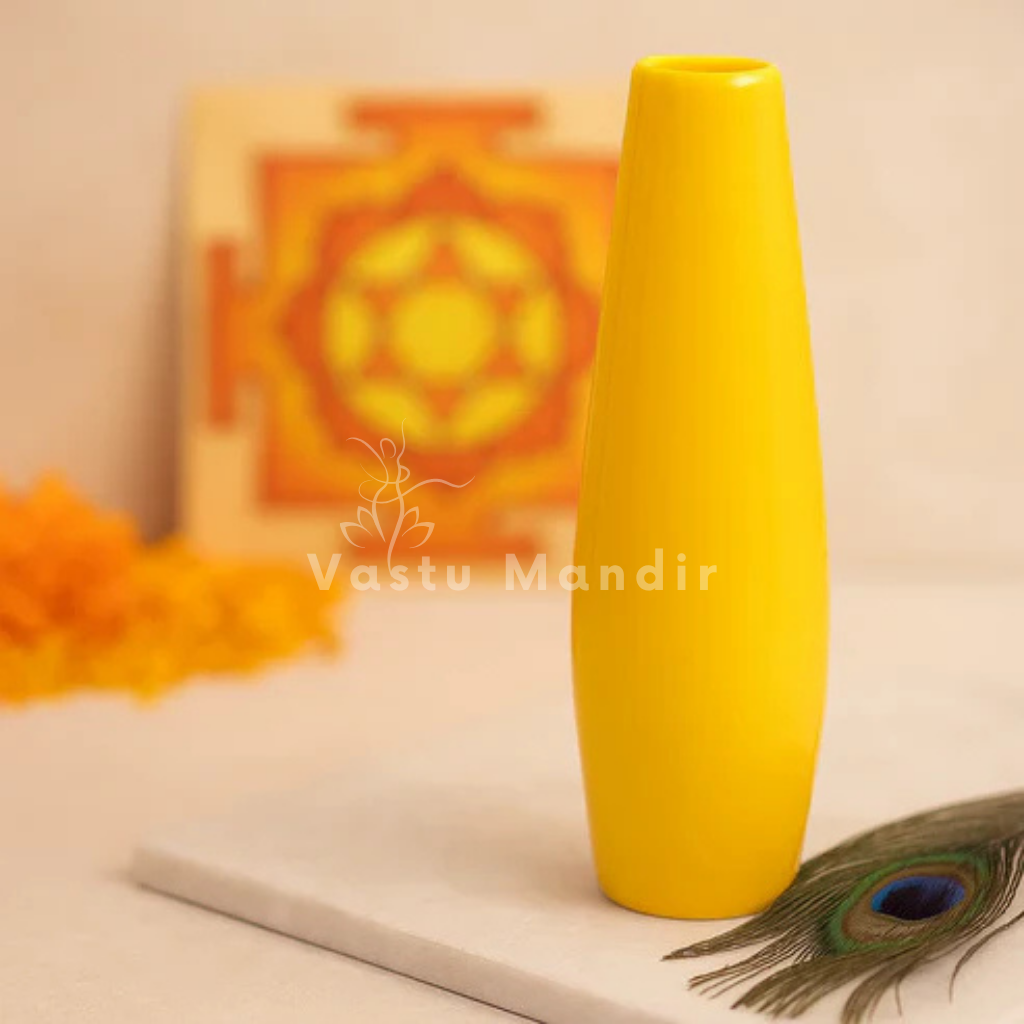 Premium Yellow Resin Vase Vastu Remedy for Financial Stability, Money Saving & Expenditure Control in SSW Direction Vastu Remedies for Living Rooms, Bedrooms & Office Spaces by Vastu Mandir