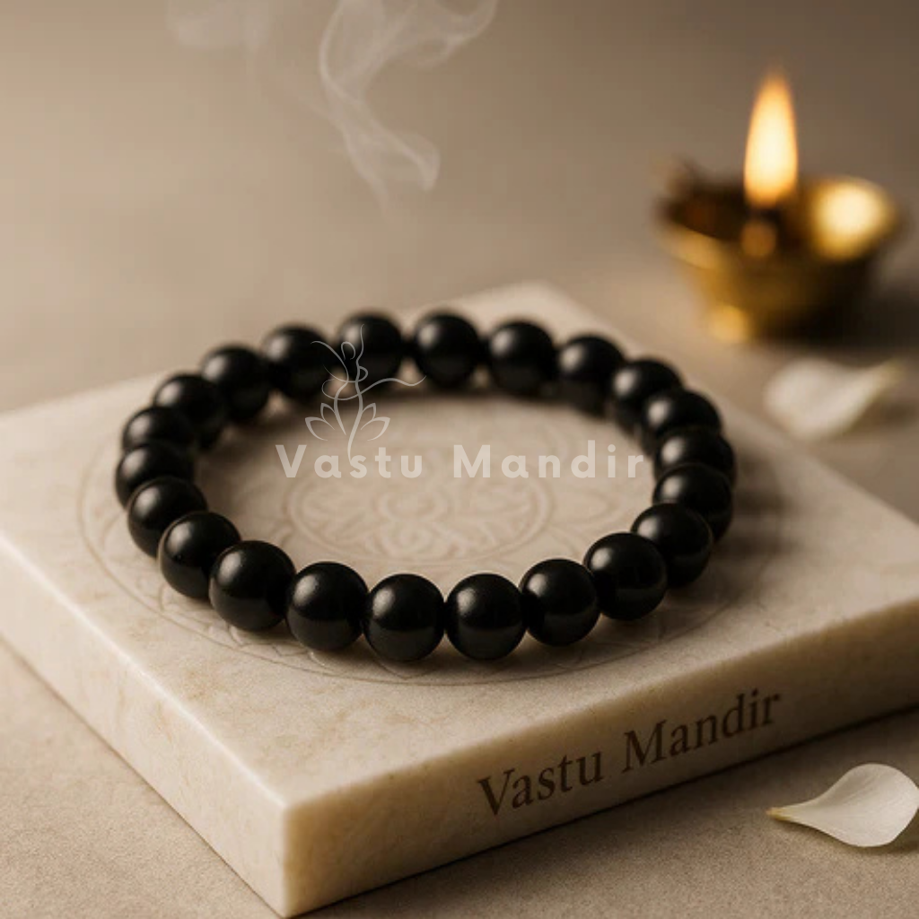 Black Tourmaline Hydro Crystal Bracelet – Vastu Remedy for Protection & Mental Focus | 10mm Beads