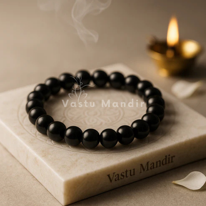 Black Tourmaline Hydro Crystal Bracelet – Vastu Remedy for Protection & Mental Focus | 10mm Beads