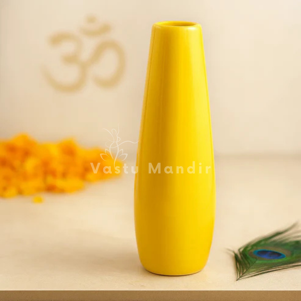 Premium Yellow Resin Vase Vastu Remedy for Financial Stability, Money Saving & Expenditure Control in SSW Direction Vastu Remedies for Living Rooms, Bedrooms & Office Spaces by Vastu Mandir