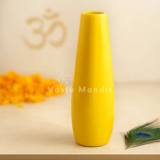 Premium Yellow Resin Vase Vastu Remedy for Financial Stability, Money Saving & Expenditure Control in SSW Direction Vastu Remedies for Living Rooms, Bedrooms & Office Spaces by Vastu Mandir