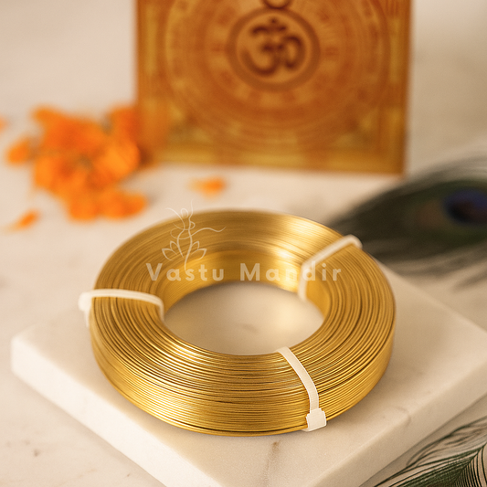 Vastu Brass Metal Strip Patti 1mm for Toilet Remedy, Entrance Blocker & Space Surgery Correction - Earth Element Brass Tape for Toilet Treatment, Partition Remedies & Financial Stability in 50/100/150 Feet by Vastu Mandir