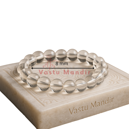Clear Quartz Mala Bracelet (8 mm) – Vastu Remedy for Meditation, Aura Cleanse & Balance