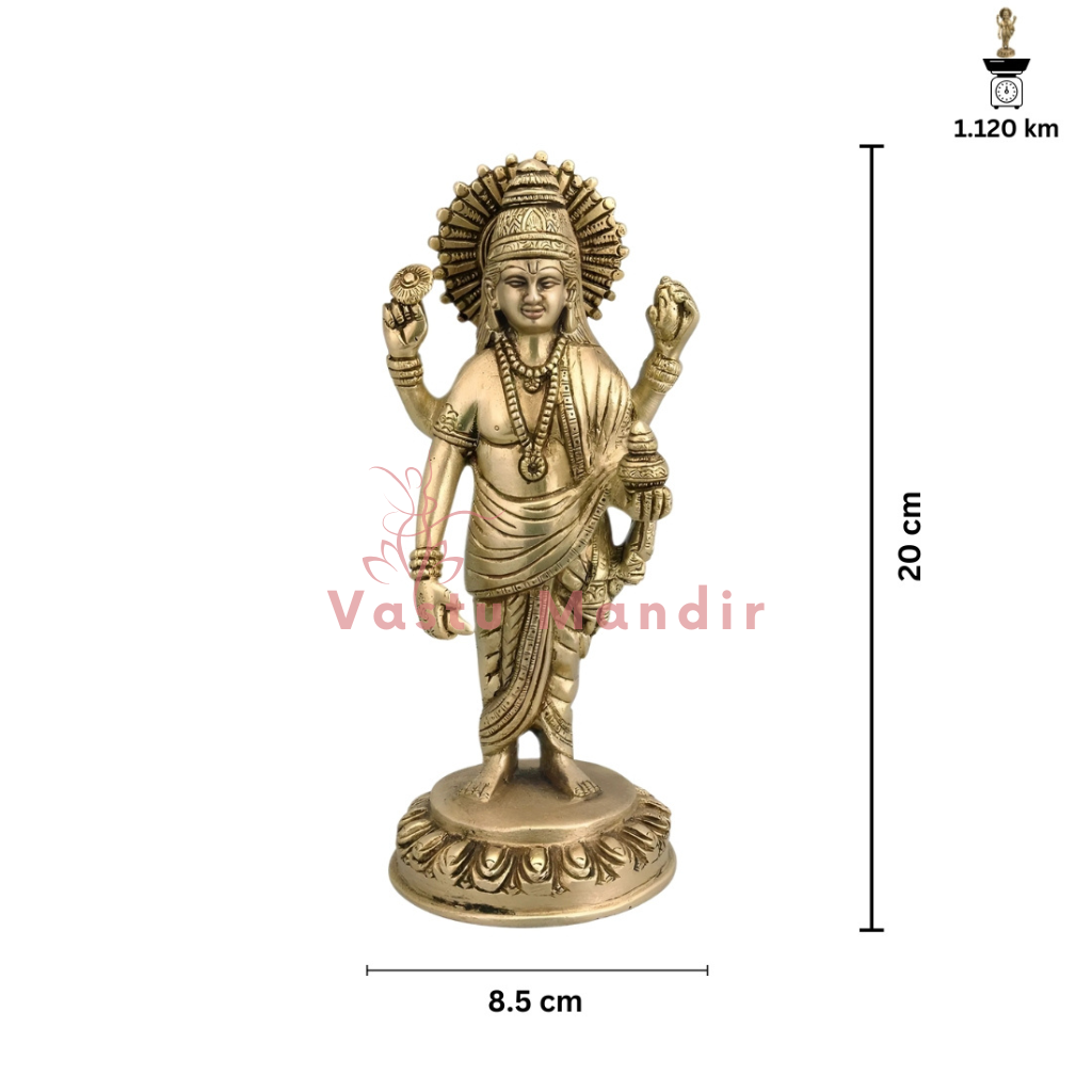 Dhanvantri Ji 100% Pure Brass Statue Idol Decorative Showpiece for Home, Office and Gifting by Vastu Mandir