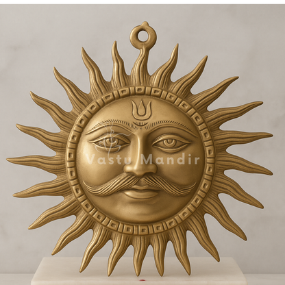 Big Sun (Surya Ji) 100% Pure Brass Statue Idol, Wall Decorative Showpiece for Home, Office and Gifting by Vastu Mandir