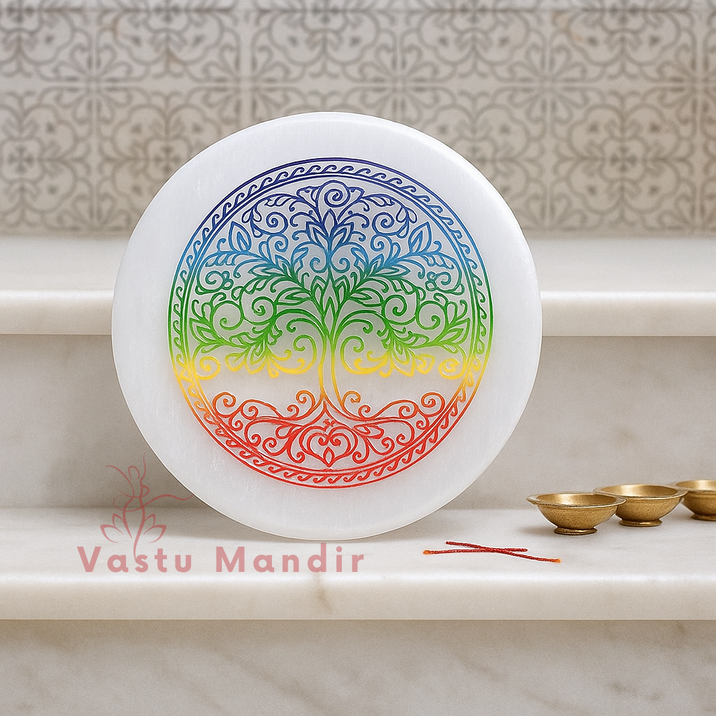 Premium Geometric Selenite Charger (3 Inch) – Artisan-Carved Display Plate, Unique Gifting, and Instant Crystal Cleansing