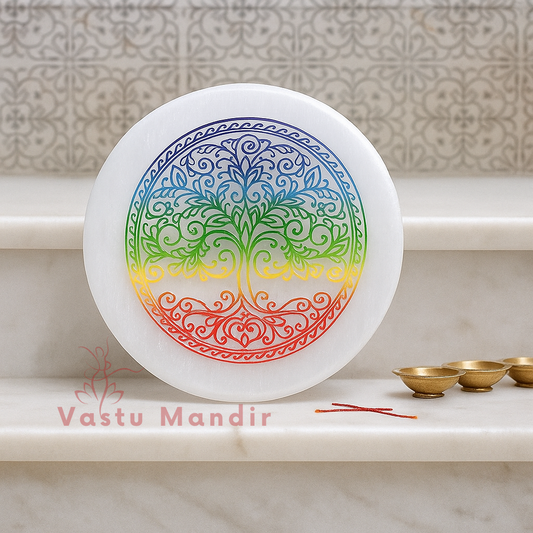 Premium Geometric Selenite Charger (3 Inch) – Artisan-Carved Display Plate, Unique Gifting, and Instant Crystal Cleansing