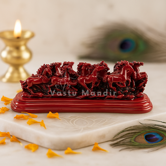 12 Red Running Horses Statue in Premium Quality Decorative Showpiece Resin Article for Home and Office Decor by Vastu Mandir