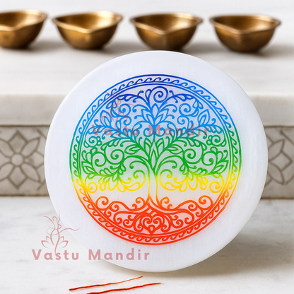Premium Geometric Selenite Charger (3 Inch) – Artisan-Carved Display Plate, Unique Gifting, and Instant Crystal Cleansing