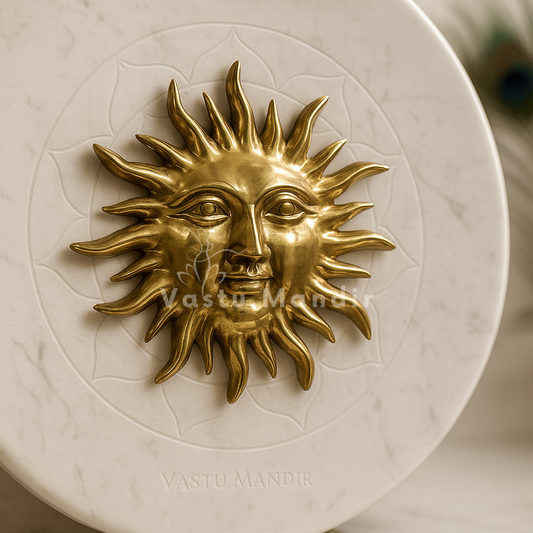 Premium 100% Pure Brass Sun Face Surya Mukh Wall Hanging Idol Sculpture Vastu Remedy — Handcrafted Brass God Idol for East Direction Dosh Correction, Fame & Positive Energy | Vastu Mandir