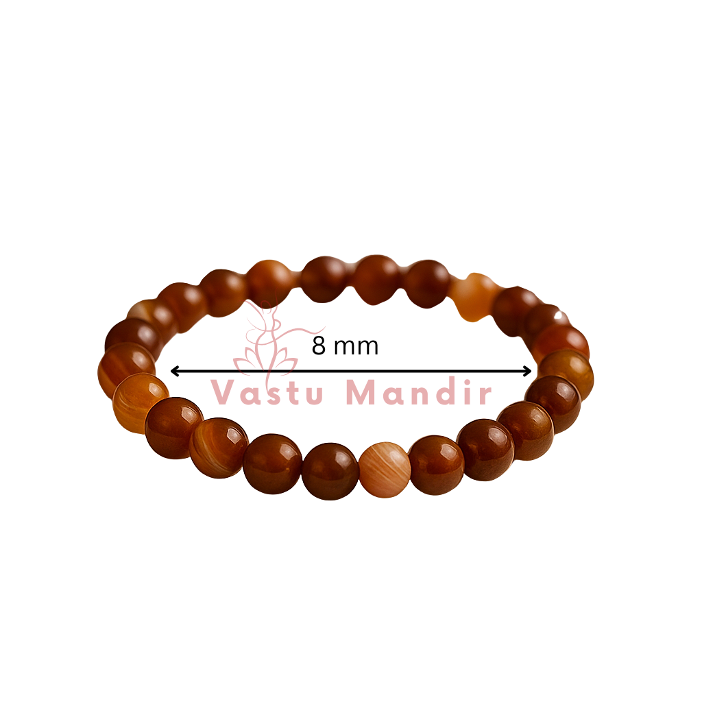 Premium Natural Carnelian 8mm Bead Bracelet, Vastu Remedy for Vitality & Focus
