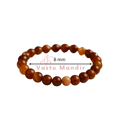 Premium Natural Carnelian 8mm Bead Bracelet, Vastu Remedy for Vitality & Focus
