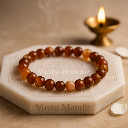 Premium Natural Carnelian 8mm Bead Bracelet, Vastu Remedy for Vitality & Focus