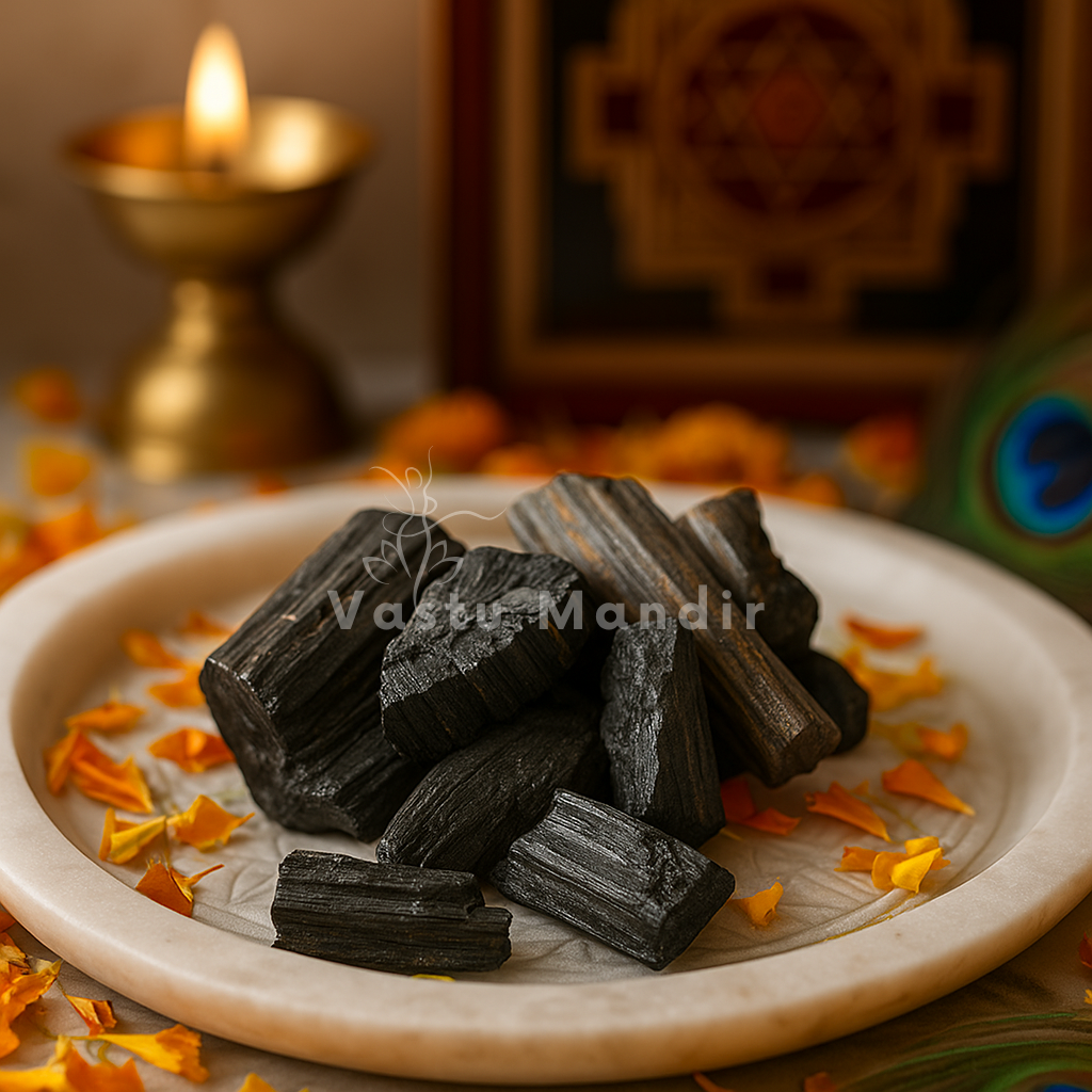 Natural Black Tourmaline Rough Stone for EMF Shielding, Root Chakra Grounding & Psychic Protection in Homes, Workspaces & Device-Heavy Zones by Vastu Mandir