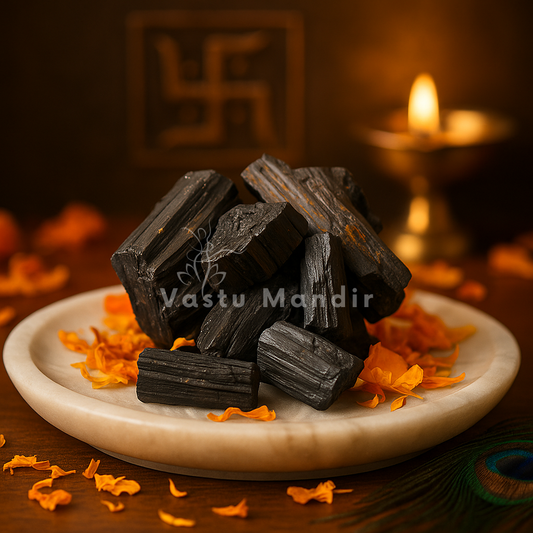 Natural Black Tourmaline Rough Stone for EMF Shielding, Root Chakra Grounding & Psychic Protection in Homes, Workspaces & Device-Heavy Zones by Vastu Mandir