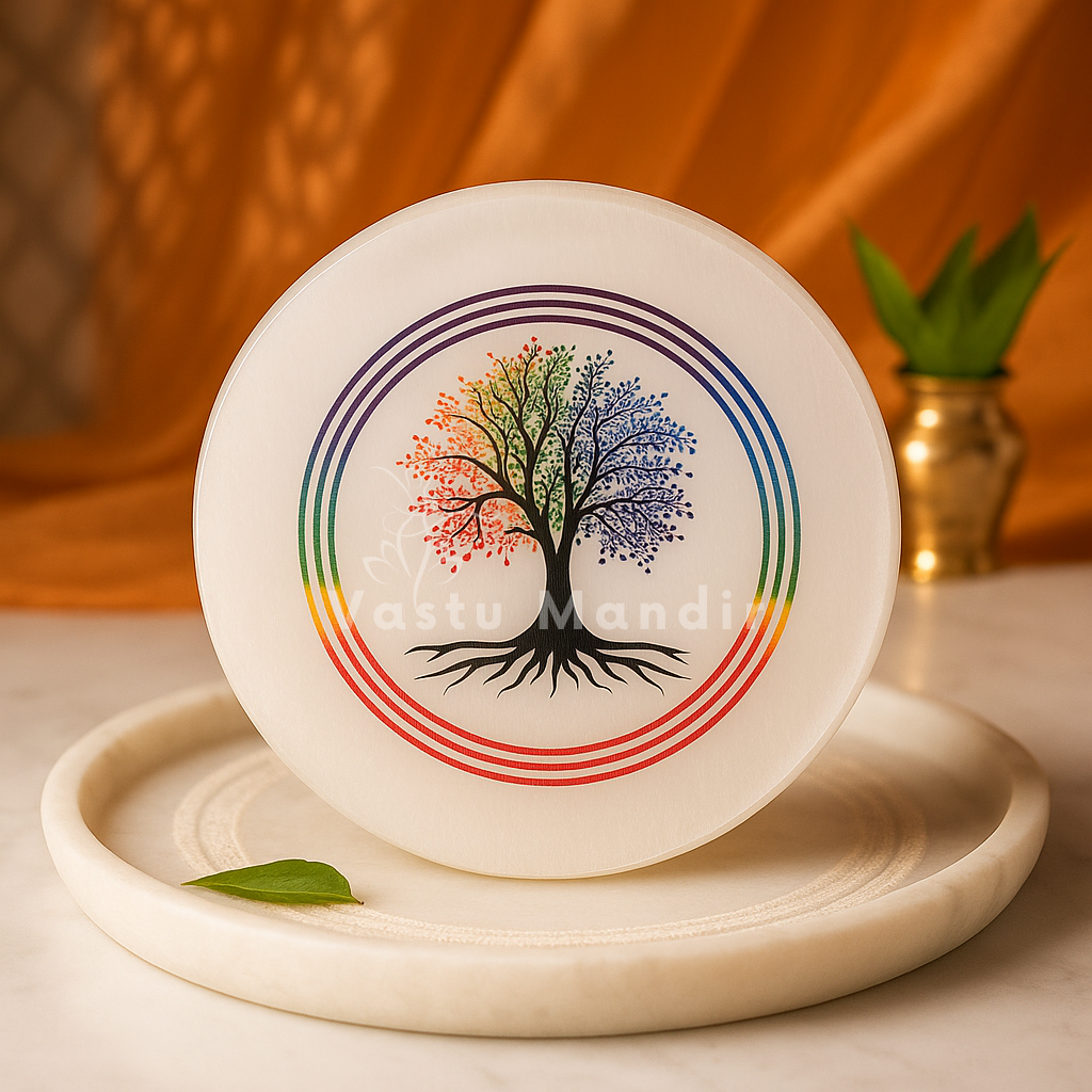 Premium 3-Inch Kalpavriksha Selenite Plate for Manifestation, Wish Fulfillment, and Abundance | Vastu Crystal Charging Plate By Vastu Mandir