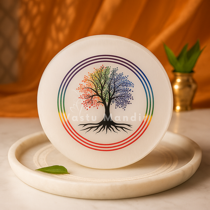 Premium 3-Inch Kalpavriksha Selenite Plate for Manifestation, Wish Fulfillment, and Abundance | Vastu Crystal Charging Plate By Vastu Mandir
