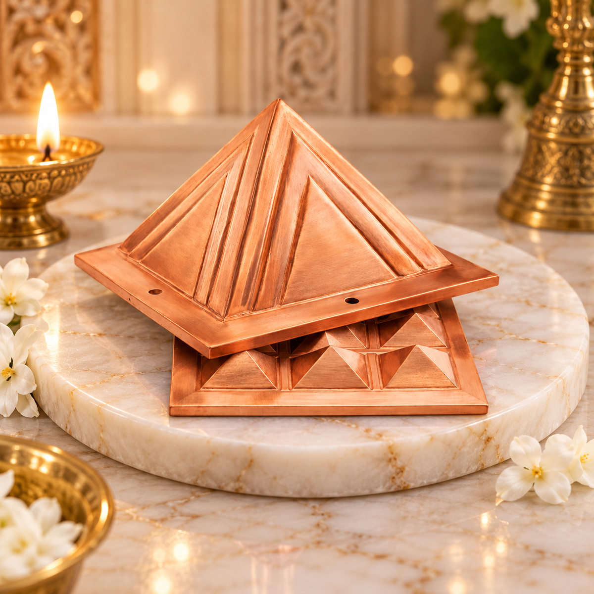 2-Layer Copper Vastu Pyramid – Vastu Remedy for Wealth & Balance | 7.6 cm | 330 g