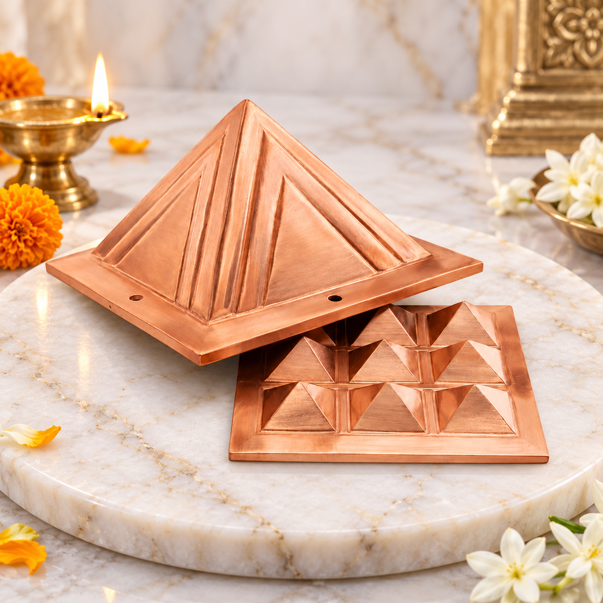 2-Layer Copper Vastu Pyramid – Vastu Remedy for Wealth & Balance | 7.6 cm | 330 g