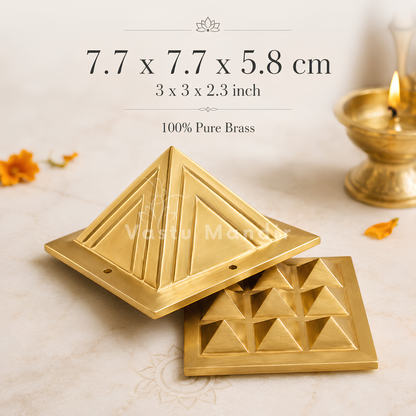 2-Layer Brass Vastu Pyramid – Vastu Remedy for North-West Prosperity  | Ideal for Entrance, Kitchen | 7.7 cm | 350 g