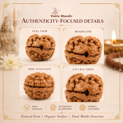 X-Ray Verified 2 Mukhi Rudraksha – Vastu Remedy for Marital Harmony & Relationship Unity | Ideal for South-West Couples Zones