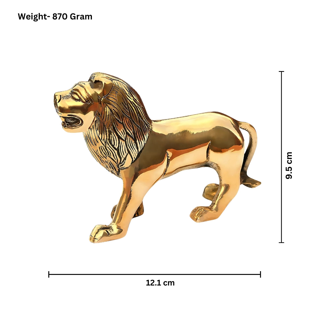 Lion 100% Pure Brass Statue Idol Decorative Showpiece for Home, Office and Gifting by Vastu Mandir