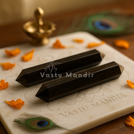 Premium Black Tourmaline Vastu Pencil for Strong Energy Shielding, Instant Space Cleansing, and Vastu Dosh Correction | Negative Energy Remover By Vastu Mandir (3-4 Inch)